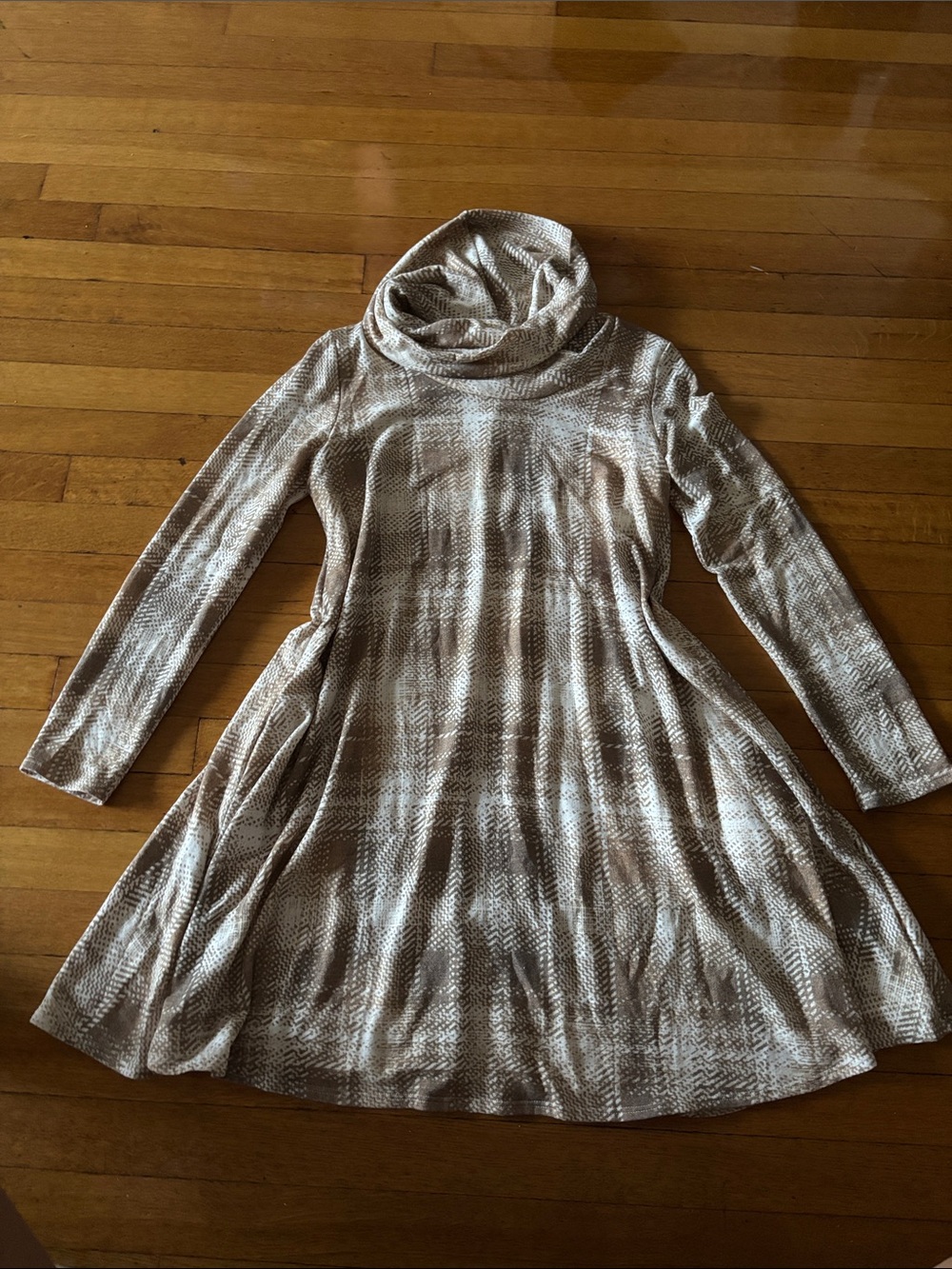Beige Turtleneck Dress